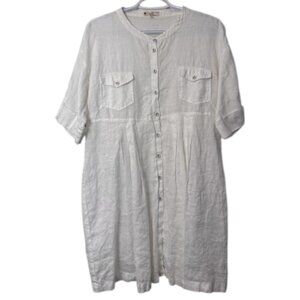 Jackpot Flower Sensational white linen button down midi dress size 8